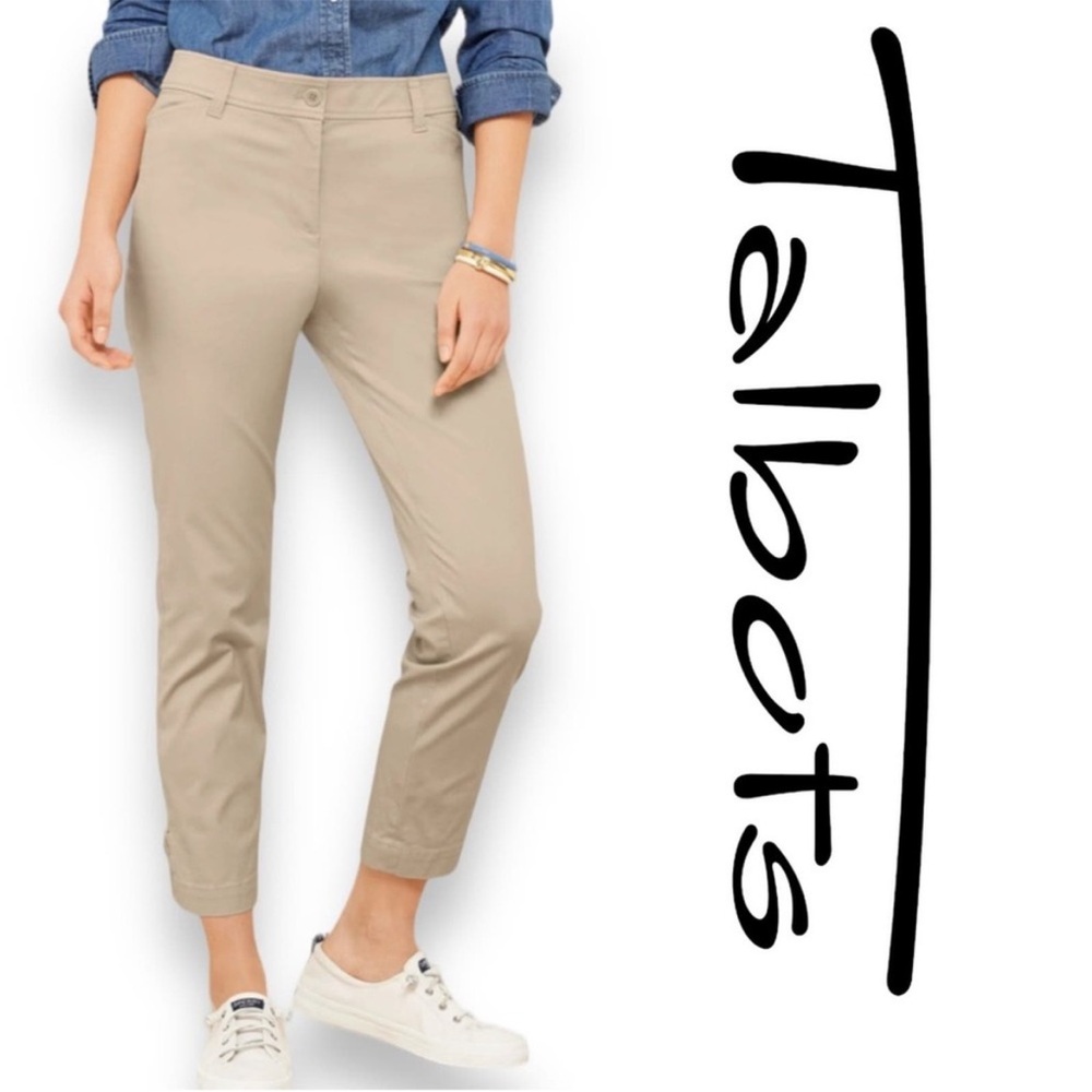Talbots The Perfect Crop Curvy Khaki Cotton Blend Pants Women's Plus Size 18